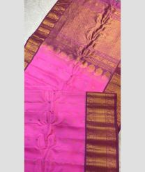 Pink and Magenta color gadwal pattu handloom saree with all over buties with kanchi border design -GDWP0001313