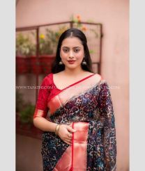 Black and Red color paithani sarees with all over digital printed design -PTNS0004992