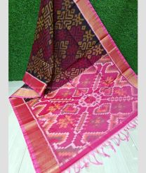 Maroon and Rose Pink color Ikkat sico handloom saree with all over ikkat design -IKSS0000384