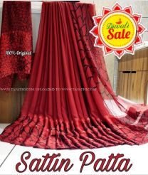 Red color Georgette sarees with plain with satin patta design -GEOS0020916