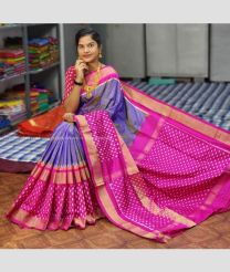 Violet and Pink color pochampally ikkat pure silk handloom saree with all over pochamally design -PIKP0016978
