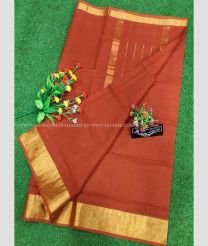 Chestnut and Golden color Uppada Cotton sarees with all over checks design -UPAT0004746