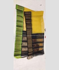Yellow Black and Green color gadwal sico handloom saree with temple  border saree design -GAWI0000364