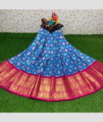 Blue and Pink color Ikkat Lehengas with all over pochamally design -IKPL0000762