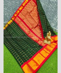 Pine Green and Red color chanderi soft silk sarees with kaddy border saree design -CNSS0000008