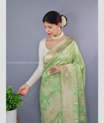Pista color linen sarees with all over self design with gold wearing -LINS0002969
