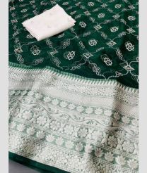 Pine Green color Organza sarees with pigment foil bandej work design -ORGS0002946