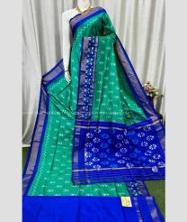 Aquamarine and Royal Blue color pochampally ikkat pure silk sarees with all over ikkat design -PIKP0037862