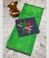 Green and Navy Blue color mangalagiri pattu sarees with all over lines work design -MAGP0026638