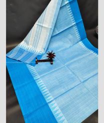 Blue and Sky Blue color Uppada Cotton handloom saree with all over checks with temple and checks border design -UPAT0004734