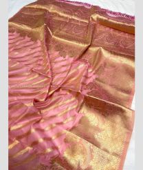 Rose Pink and Golden color Organza sarees with jacquard zari silk with amazing design -ORGS0003007