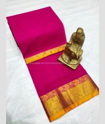 Pink color Tripura Silk handloom saree with plain with temple border design -TRPP0005362