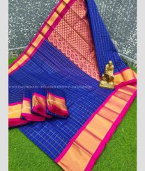 Royal BLue and Pink color chanderi soft silk sarees with kaddy border saree design -CNSS0000014