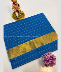 Blue and Golden color kuppadam pattu sarees with jari border design -KUPP0097412