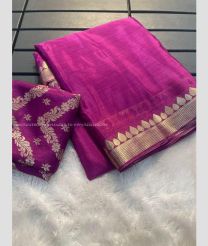 Magenta and Golden color Chiffon sarees with jari border design -CHIF0002007