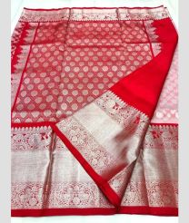 Baby Pink and Red color venkatagiri pattu handloom saree with all over kalanjali design -VAGP0000955