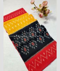 Red and Yellow color pochampally Ikkat cotton handloom saree with special marthas pattern saree design -PIKT0000310