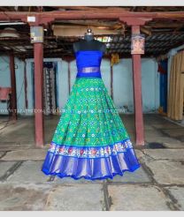 Sea Green and Royal Blue color Ikkat Lehengas with all over pochampally design -IKPL0000678