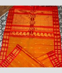 Orange and Red color gadwal sico handloom saree with all over buties with bothside bentex borders design -GAWI0000652
