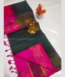 Forest Fall Green and Pink color Tripura Silk handloom saree with plain with pochampally border design -TRPP0008522