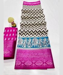 Blue Ivy and Magenta color silk sarees with all over zig zag design with 5inch jacquard border -SILK0017343