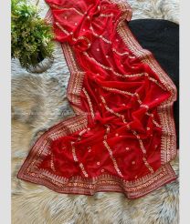 Red color Georgette sarees with beautiful multi stich embroidery work and using viscos thread design -GEOS0024176