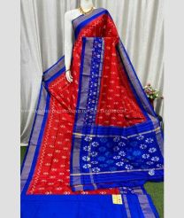 Red and Royal Blue color pochampally ikkat pure silk sarees with all over ikkat design -PIKP0037861