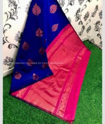 Blue and Pink color Lichi sarees with beautiful copper zari flower  butta design -LICH0000328