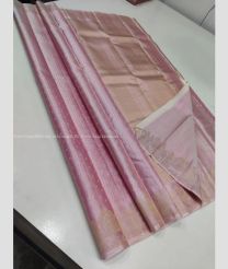 Baby Pink and Cream color kanchi pattu handloom saree with all over button buties with unique border design -KANP0013572