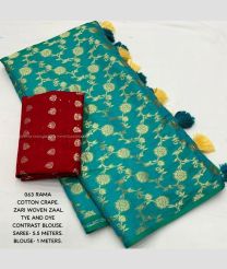 Red and Blue Turquoise color Banarasi sarees with all over jari woven design -BANS0018811