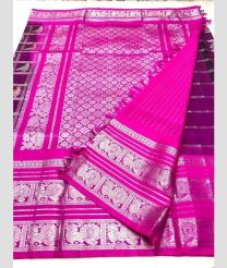 Magenta and Pink color venkatagiri pattu handloom saree with all over checks and buties design -VAGP0000889