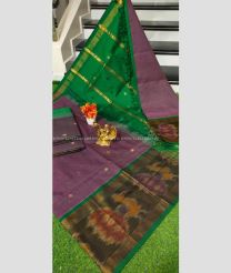 Velvet Maroon and Dark Green color Tripura Silk handloom saree with all over nakshtra buties with big pochampally border design -TRPP0007985
