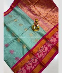 Turquoise and Deep Pink color mangalagiri pattu handloom saree with all over buties design -MAGP0026215