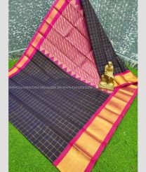 Black and Dark Pink color chanderi soft silk sarees with kaddy border saree design -CNSS0000021