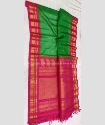 Green and Pink color gadwal sico handloom saree with temple  border saree design -GAWI0000279