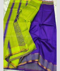 Purple and Parrot Green color venkatagiri pattu handloom saree with plain pattu saree design -VAGP0000463