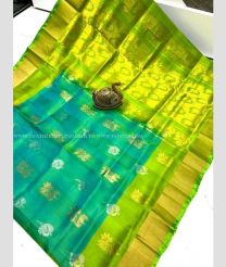 Elf Green and Green color uppada pattu sarees with all over buttas design -UPDP0022031