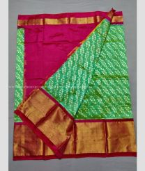 Pink and Green color Ikkat Lehengas with pochampally ikkat design -IKPL0028659