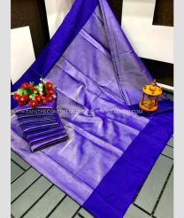 Purple and Royal Blue color Uppada Tissue handloom saree with plain design -UPPI0001748