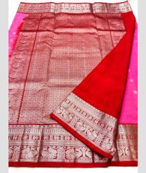 Pink and Red color venkatagiri pattu handloom saree with all over silver buties design -VAGP0000919