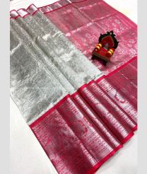 Grey and Pink color kuppadam pattu handloom saree with kanchi border saree design -KUPP0023823