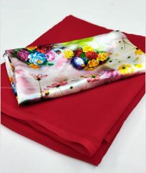 Red color Chiffon sarees with plain saree design -CHIF0000111