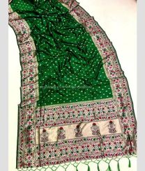 Dark Green color paithani sarees with all over small buties with minakari border design -PTNS0005068