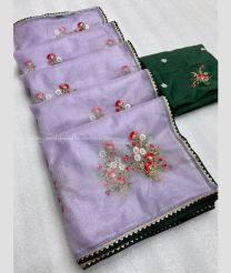 Lavender and Pine Green color Organza sarees with all over flower buties with border design -ORGS0003309
