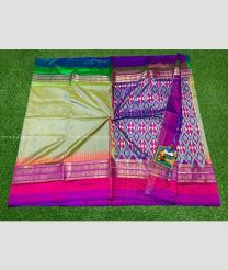 Fern Green and Purple color pochampally ikkat pure silk handloom saree with rajasthan and  patola design with  border -PIKP0019647