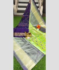 Purple and Grey color Uppada Soft Silk sarees with pochampally border design -UPSF0004175