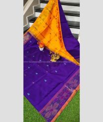 Purple and Orange color Tripura Silk handloom saree with pochampally border design -TRPP0008553