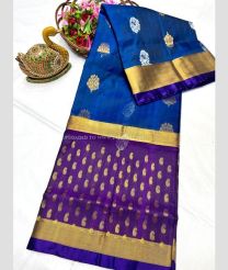Navy Blue and Purple color uppada pattu sarees with all over nakshtra buttas design -UPDP0022071