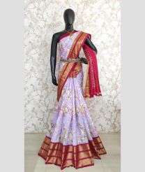 Lavender and Pink color pochampally ikkat pure silk sarees with kanchi border design -PIKP0037932