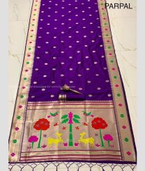Purple color paithani sarees with jari border design -PTNS0005305